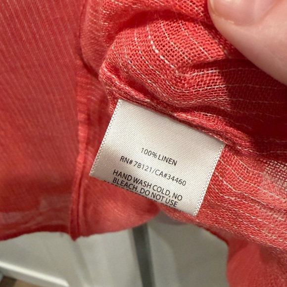 Eileen Fisher 100% Linen Gauze Striped Popover Tunic Beach Coverup size Medium - Picture 5 of 6